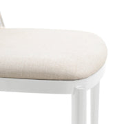 Tule Dining Side Chair with Upholstered Seat and Powder-Coated Steel Frame White Walnut Beige Dining Chair Leisuremod
