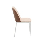 Tule Dining Side Chair with Upholstered Seat and Powder-Coated Steel Frame White Walnut Light Brown Dining Chair Leisuremod