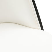 Tule Dining Side Chair with Upholstered Seat and Powder-Coated Steel Frame White Black and White Dining Chair Leisuremod