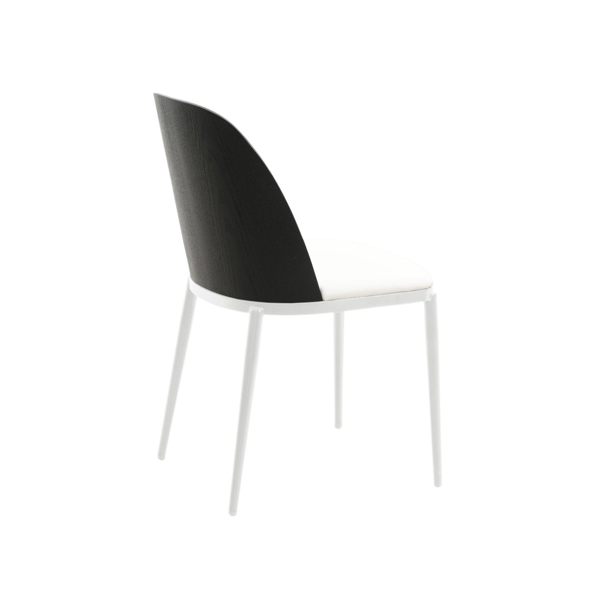 Tule Dining Side Chair with Upholstered Seat and Powder-Coated Steel Frame White Black and White Dining Chair Leisuremod