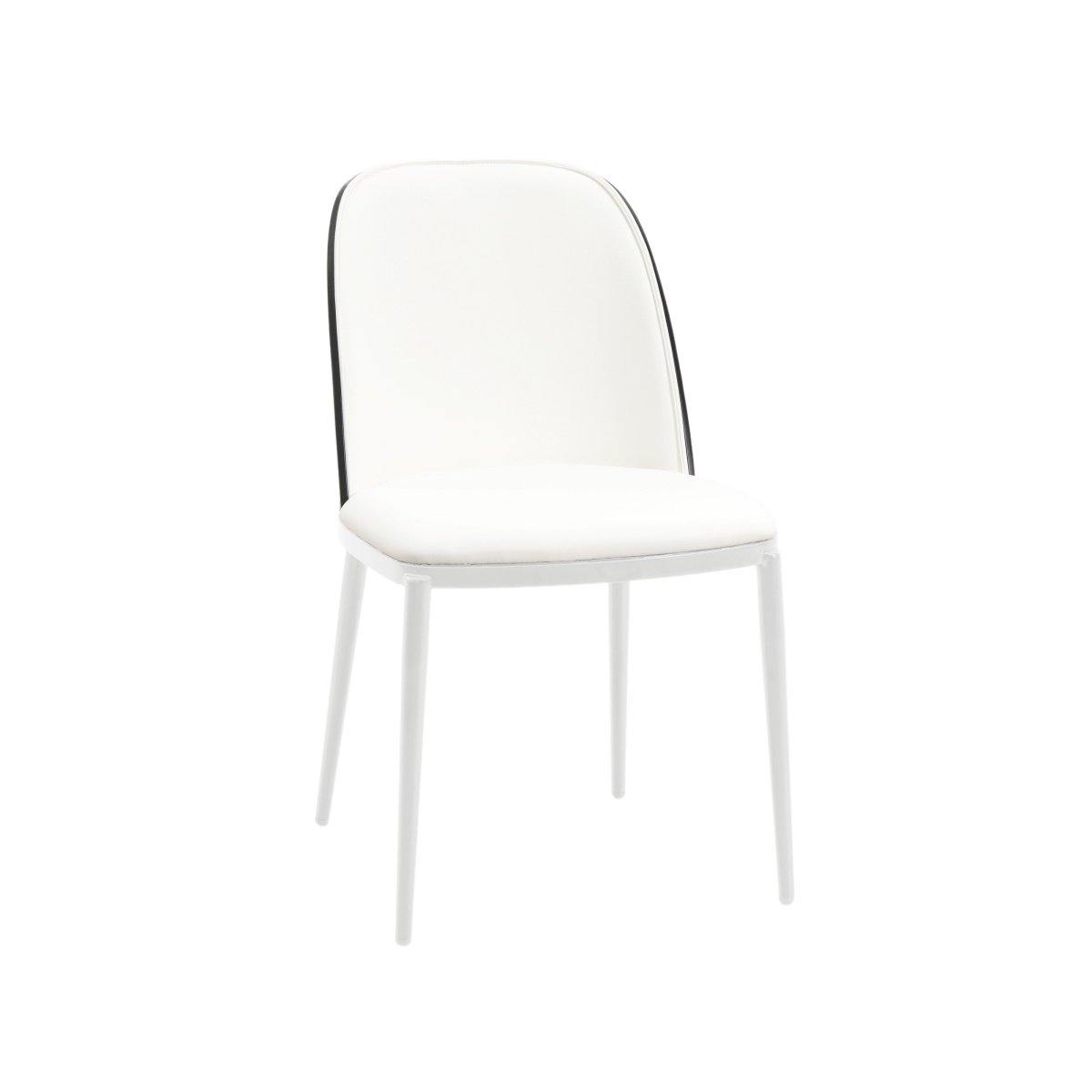 Tule Dining Side Chair with Upholstered Seat and Powder-Coated Steel Frame White Black and White Dining Chair Leisuremod