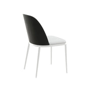 Tule Dining Side Chair with Upholstered Seat and Powder-Coated Steel Frame White Black Platinum Blue Dining Chair Leisuremod