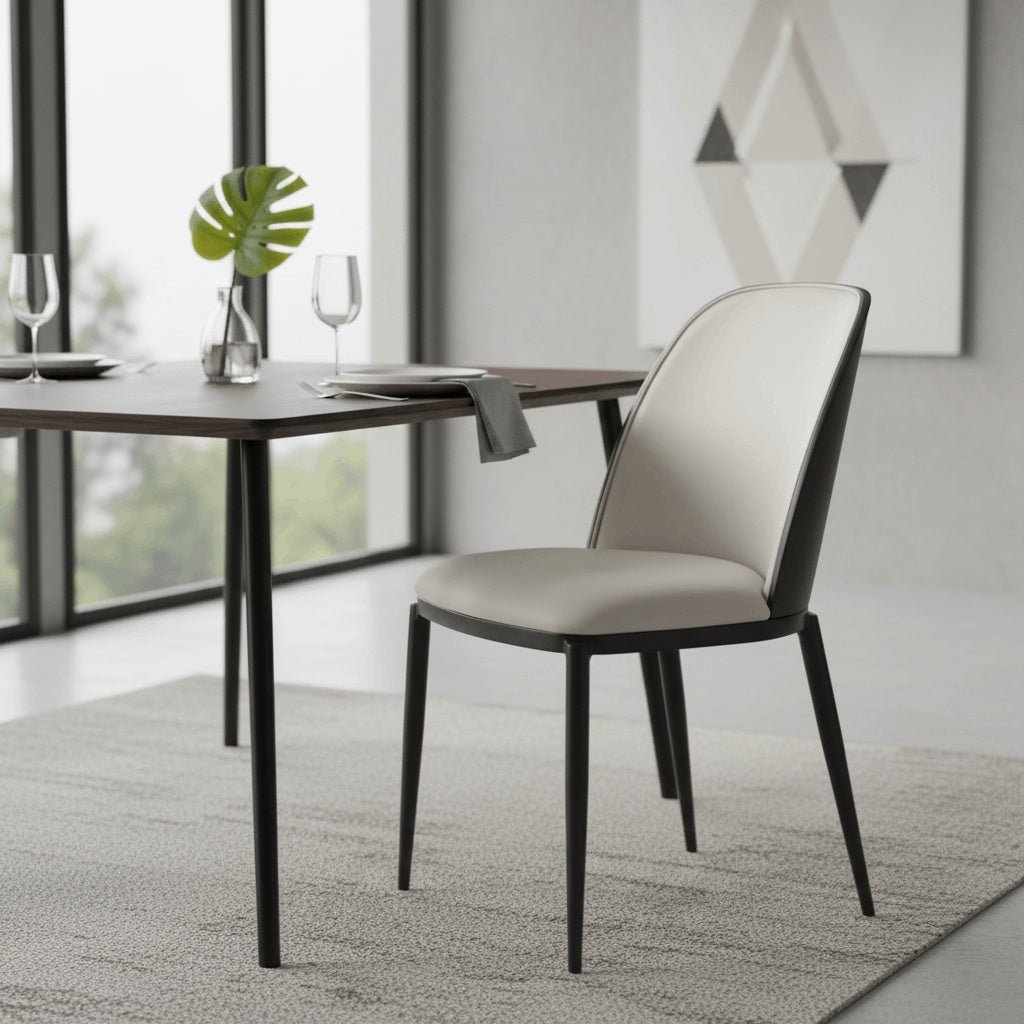 Tule Dining Side Chair with Upholstered Seat and Powder-Coated Steel Frame Black Black Platinum Blue Dining Chair Leisuremod