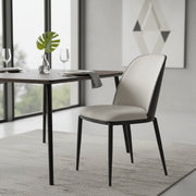 Tule Dining Side Chair with Upholstered Seat and Powder-Coated Steel Frame Black Black Platinum Blue Dining Chair Leisuremod