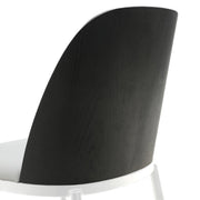 Tule Dining Side Chair with Upholstered Seat and Powder-Coated Steel Frame White Black Platinum Blue Dining Chair Leisuremod