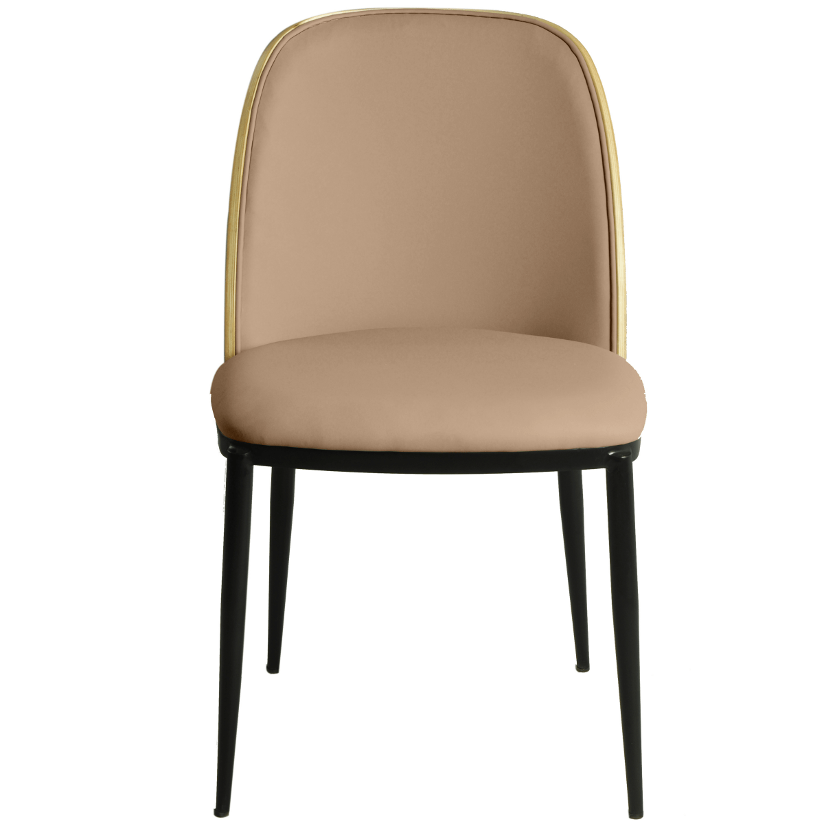 Tule Dining Side Chair with Upholstered Seat and Powder-Coated Steel Frame Black Natural Wood Brown Dining Chair Leisuremod