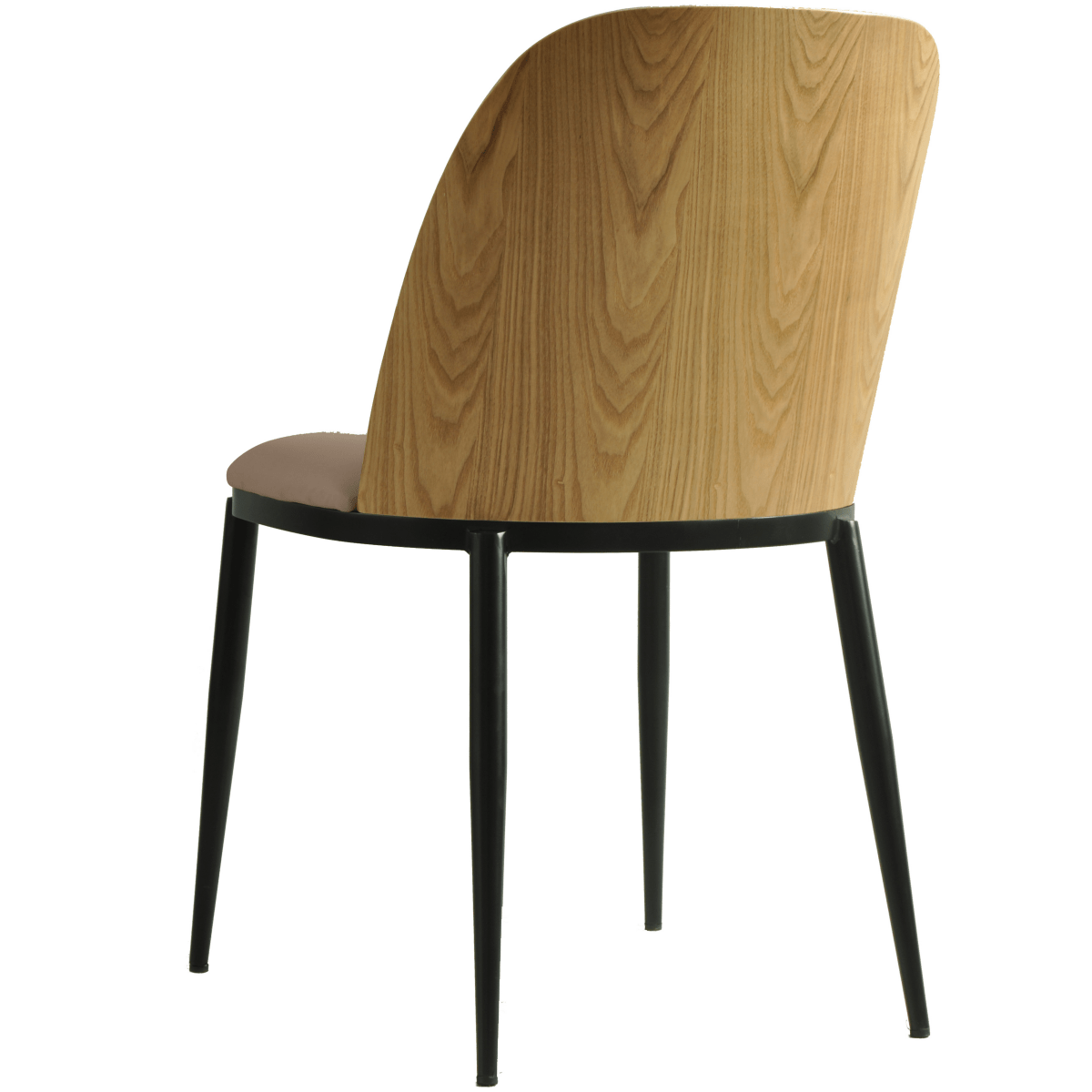 Tule Dining Side Chair with Upholstered Seat and Powder-Coated Steel Frame Black Natural Wood Beige Dining Chair Leisuremod