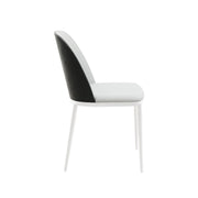 Tule Dining Side Chair with Upholstered Seat and Powder-Coated Steel Frame White Black Platinum Blue Dining Chair Leisuremod