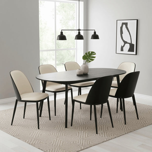 Tule Dining Side Chair with Upholstered Seat and Powder-Coated Steel Frame