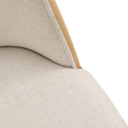 Tule Dining Side Chair with Upholstered Seat and Powder-Coated Steel Frame White Natural Wood Beige Dining Chair Leisuremod