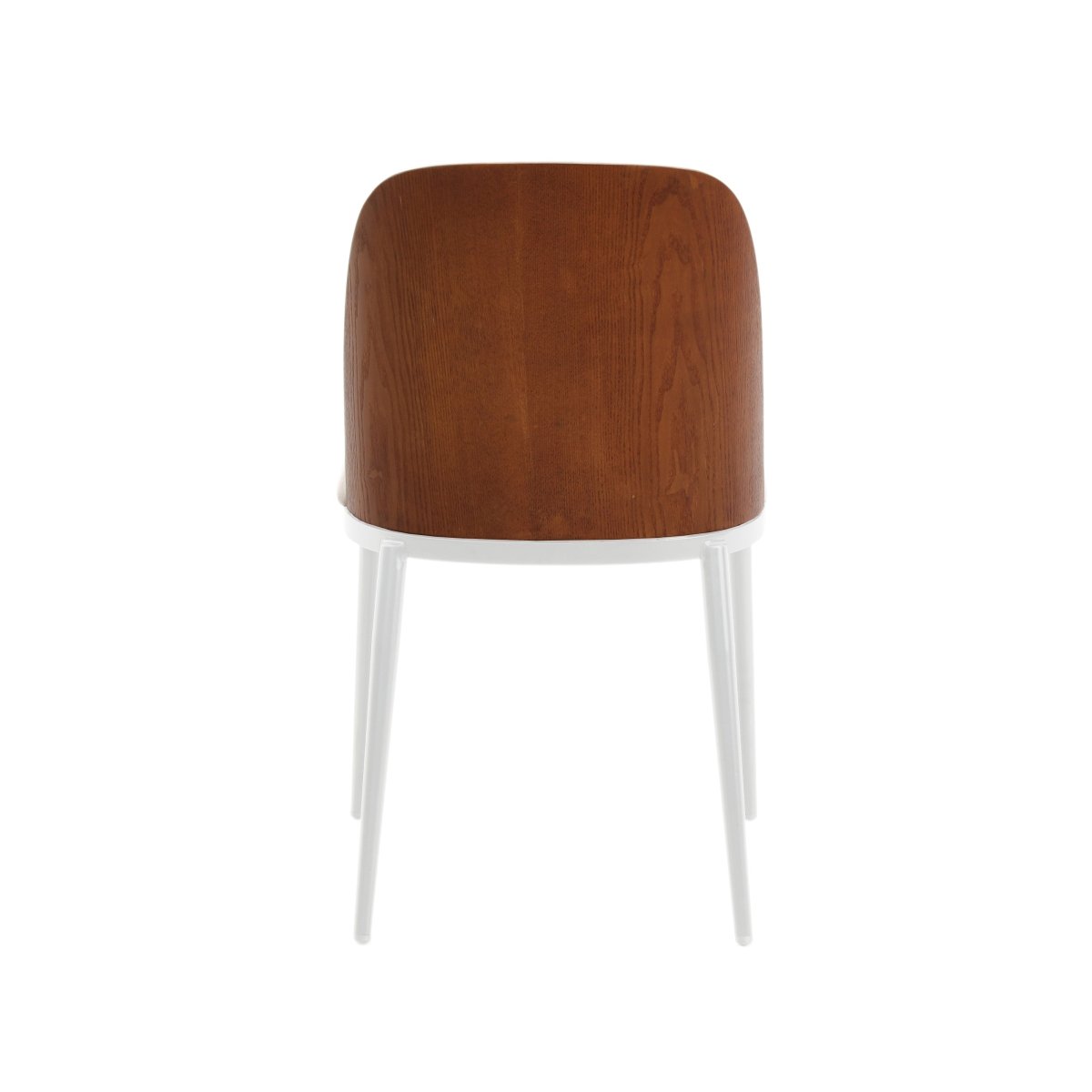 Tule Dining Side Chair with Upholstered Seat and Powder-Coated Steel Frame White Walnut Beige Dining Chair Leisuremod