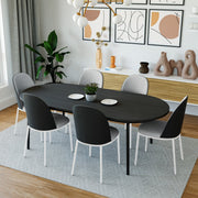 Tule Dining Side Chair with Upholstered Seat and Powder-Coated Steel Frame White Black Platinum Blue Dining Chair Leisuremod
