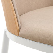 Tule Dining Side Chair with Upholstered Seat and Powder-Coated Steel Frame White Natural Wood Brown Dining Chair Leisuremod