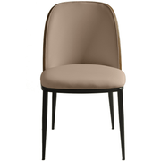 Tule Dining Side Chair with Upholstered Seat and Powder-Coated Steel Frame Black Walnut Beige Dining Chair Leisuremod