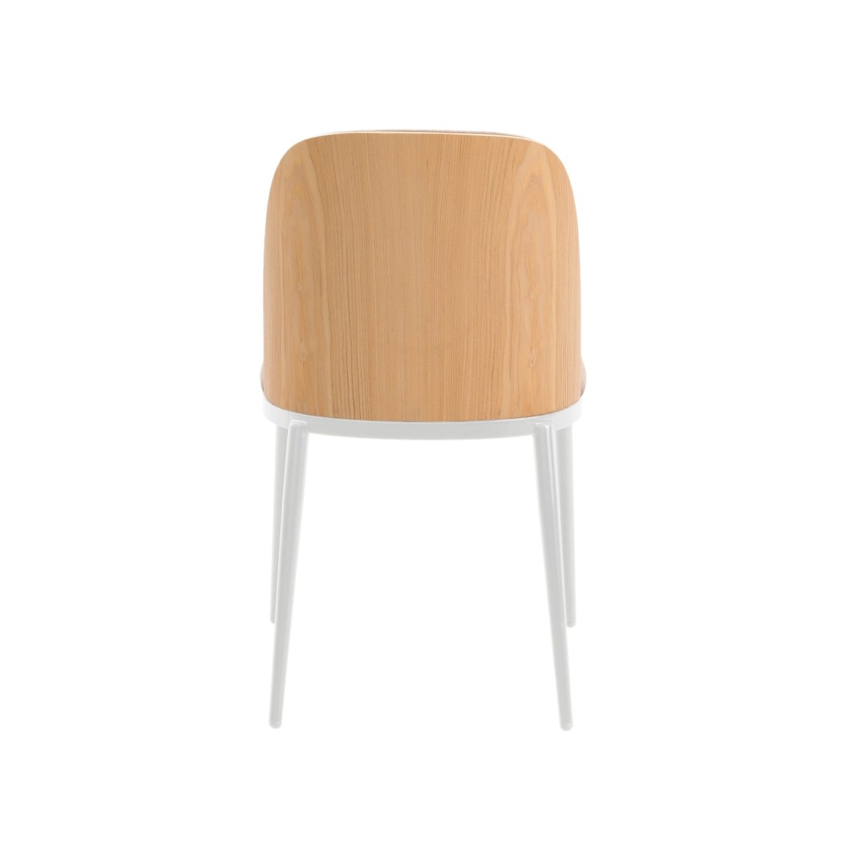Tule Dining Side Chair with Upholstered Seat and Powder-Coated Steel Frame White Natural Wood Brown Dining Chair Leisuremod