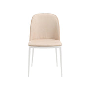 Tule Dining Side Chair with Upholstered Seat and Powder-Coated Steel Frame White Walnut Light Brown Dining Chair Leisuremod