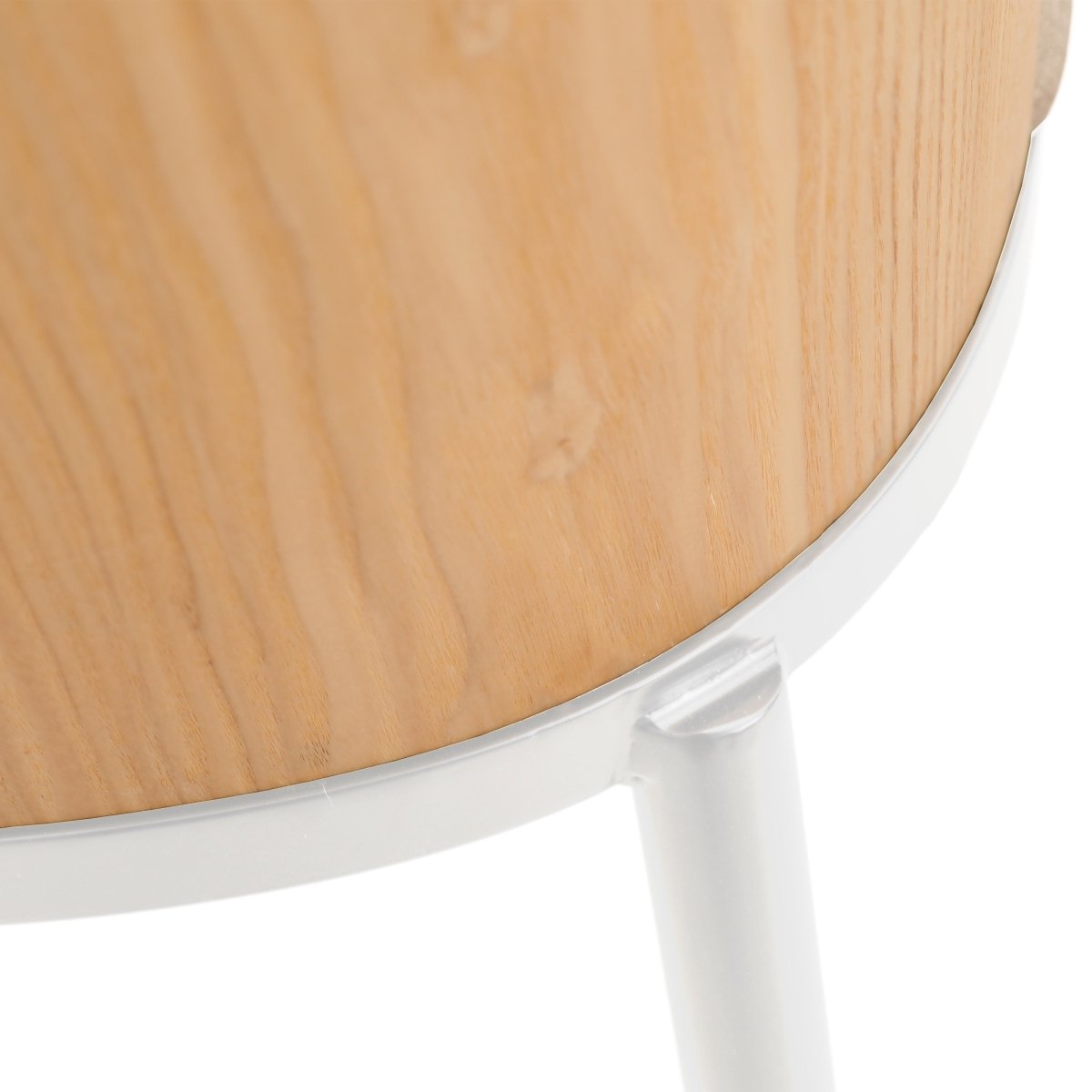 Tule Dining Side Chair with Upholstered Seat and Powder-Coated Steel Frame White Natural Wood Brown Dining Chair Leisuremod