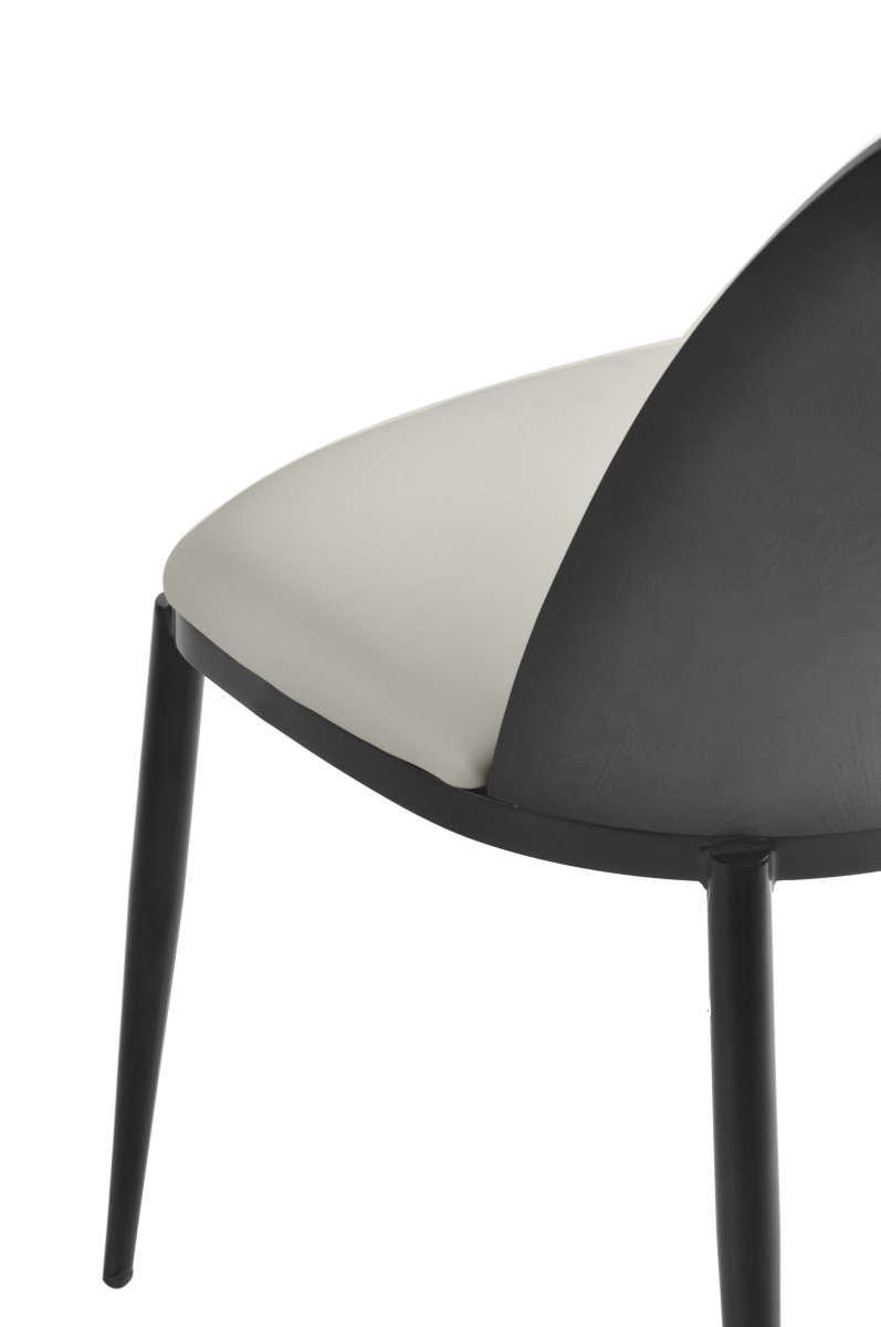 Tule Dining Side Chair with Upholstered Seat and Powder-Coated Steel Frame Black Black Platinum Blue Dining Chair Leisuremod