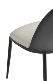 Tule Dining Side Chair with Upholstered Seat and Powder-Coated Steel Frame Black Black Platinum Blue Dining Chair Leisuremod
