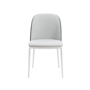 Tule Dining Side Chair with Upholstered Seat and Powder-Coated Steel Frame White Black Platinum Blue Dining Chair Leisuremod