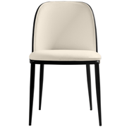 Tule Dining Side Chair with Upholstered Seat and Powder-Coated Steel Frame Black Black and White Dining Chair Leisuremod