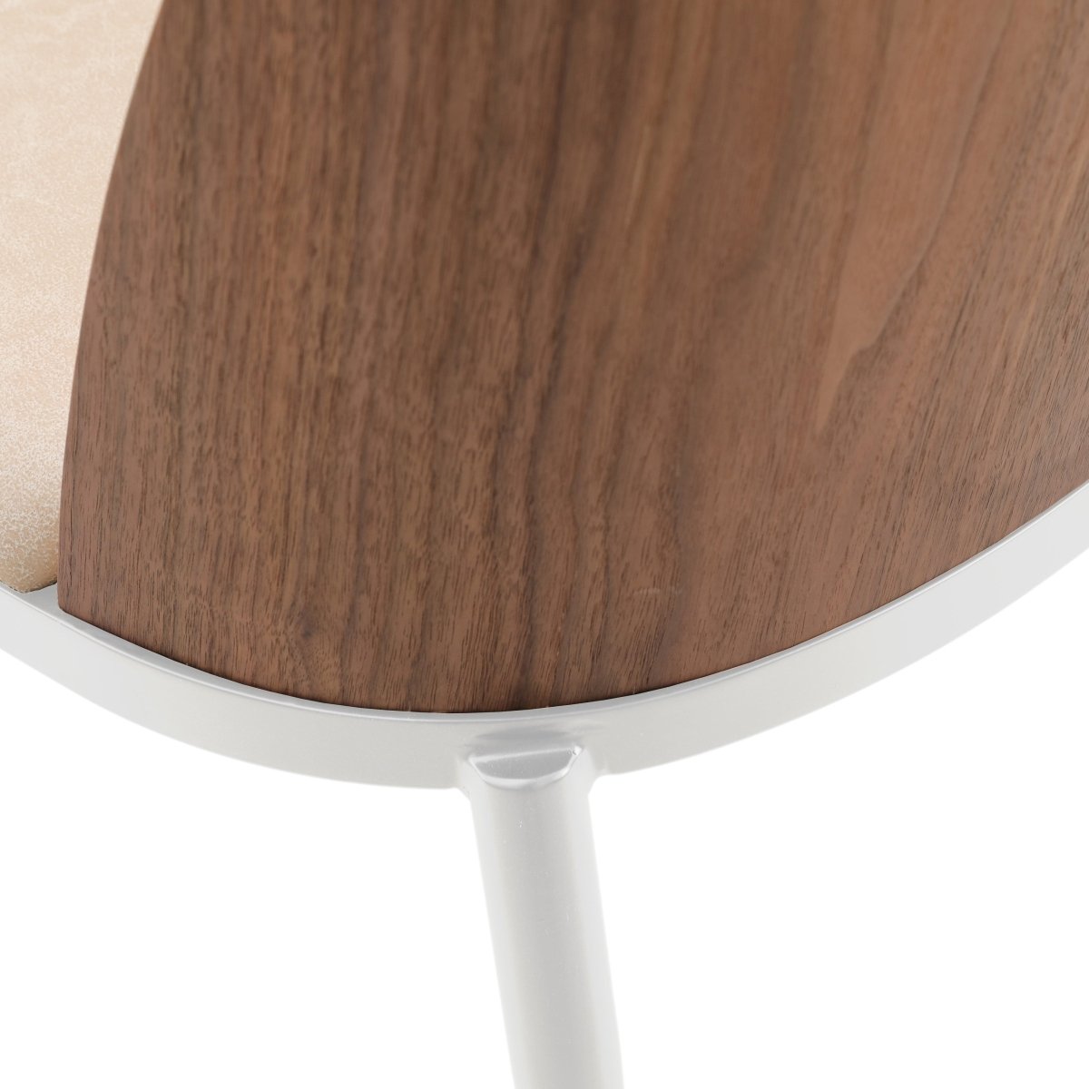 Tule Dining Side Chair with Upholstered Seat and Powder-Coated Steel Frame White Walnut Light Brown Dining Chair Leisuremod