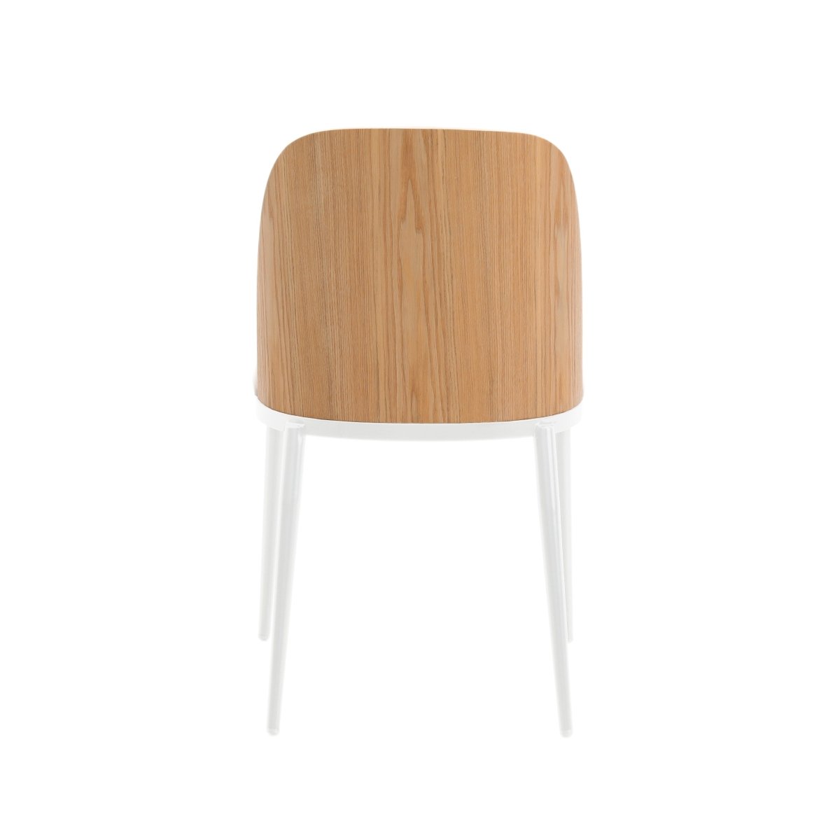 Tule Dining Side Chair with Upholstered Seat and Powder-Coated Steel Frame White Natural Wood Beige Dining Chair Leisuremod