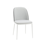 Tule Dining Side Chair with Upholstered Seat and Powder-Coated Steel Frame White Black Platinum Blue Dining Chair Leisuremod