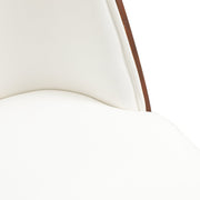 Tule Dining Side Chair with Upholstered Seat and Powder-Coated Steel Frame White Walnut White Dining Chair Leisuremod