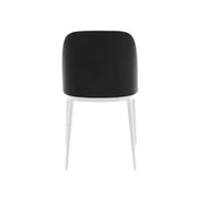 Tule Dining Side Chair with Upholstered Seat and Powder-Coated Steel Frame White Black Platinum Blue Dining Chair Leisuremod