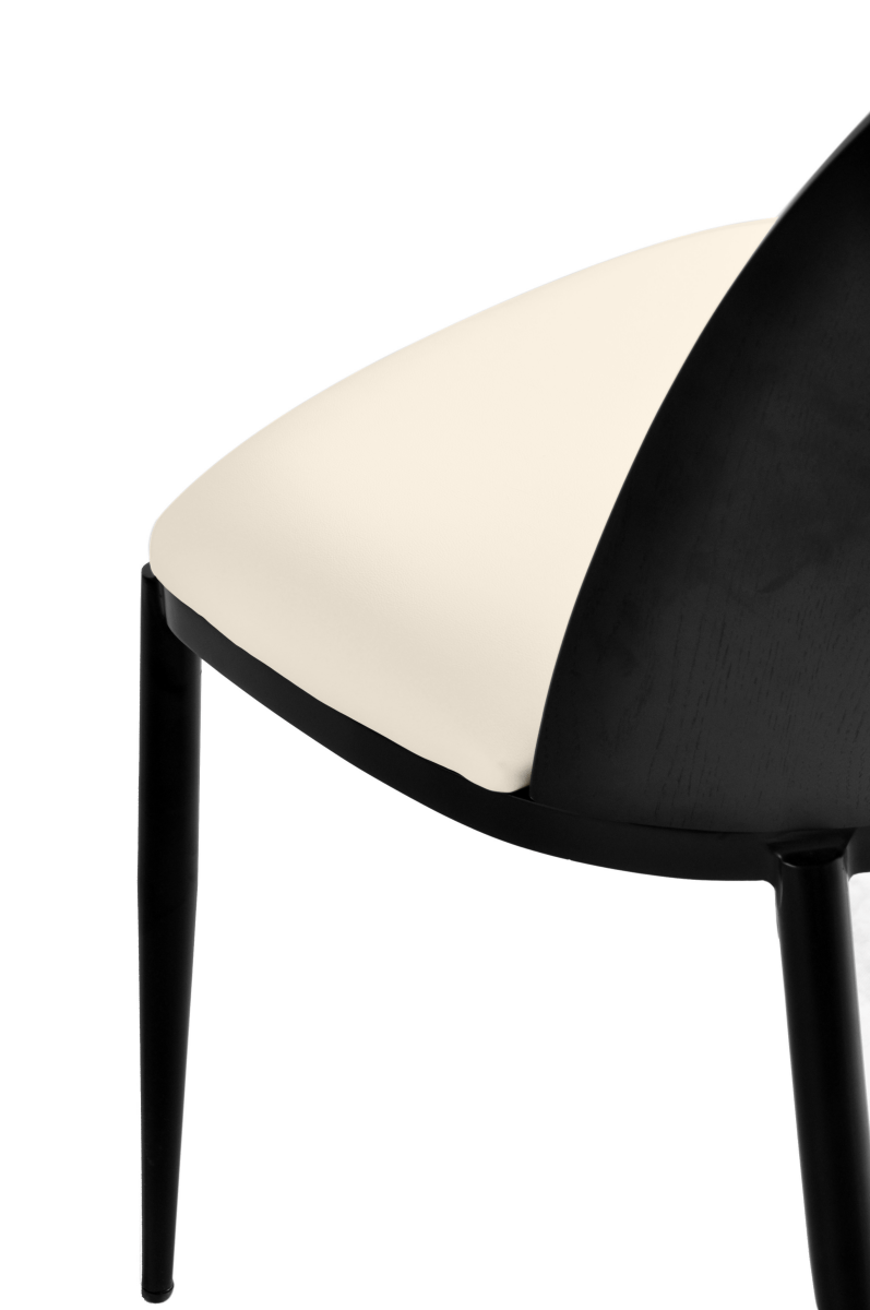 Tule Dining Side Chair with Upholstered Seat and Powder-Coated Steel Frame Black Black and White Dining Chair Leisuremod