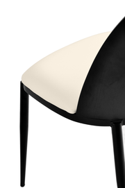 Tule Dining Side Chair with Upholstered Seat and Powder-Coated Steel Frame Black Black and White Dining Chair Leisuremod