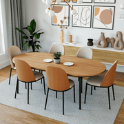 Tule Modern Oval Dining Table with MDF Tabletop and Black Steel Legs 70 inches Dining Table Leisuremod