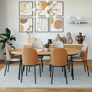 Tule Modern Oval Dining Table with MDF Tabletop and Black Steel Legs 70 inches Dining Table Leisuremod