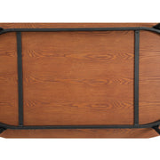 Tule Modern Oval Dining Table with MDF Tabletop and Black Steel Legs 70 inches Walnut Dining Table Leisuremod