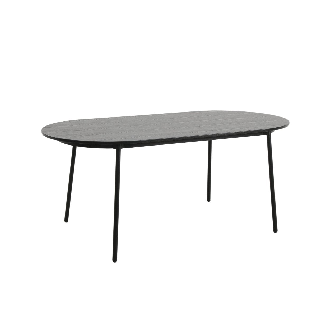 Tule Modern Oval Dining Table with MDF Tabletop and Black Steel Legs Dining Table Leisuremod