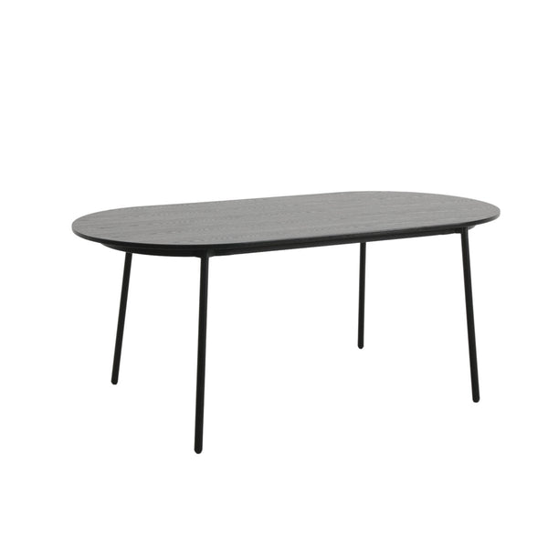 Tule Modern Oval Dining Table with MDF Tabletop and Black Steel Legs Dining Table Leisuremod
