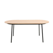 Tule Modern Oval Dining Table with MDF Tabletop and Black Steel Legs 70 inches Dining Table Leisuremod