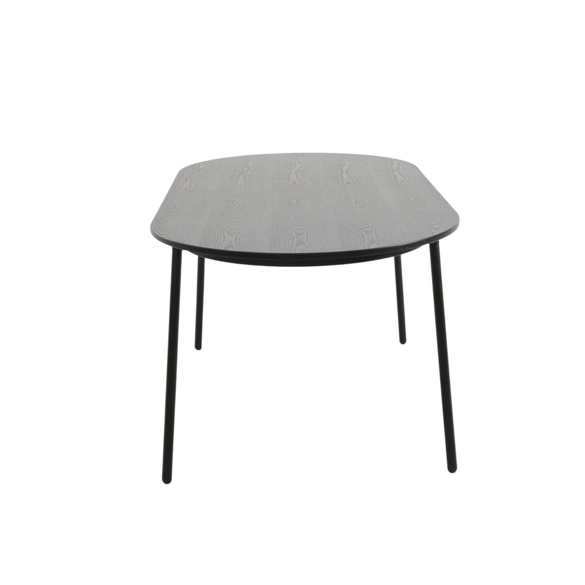 Tule Modern Oval Dining Table with MDF Tabletop and Black Steel Legs Dining Table Leisuremod