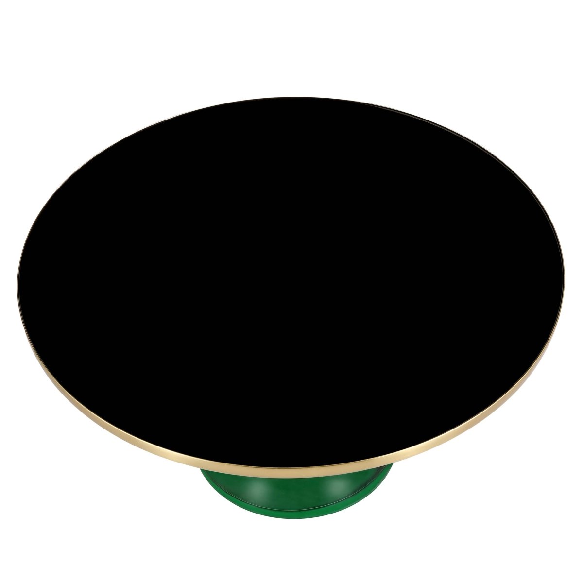 Tully 30-Inch Round Glass/Stone Coffee Table with Iron Rim Frame and Glass Base Glass Green Black Glass Coffee Table Leisuremod
