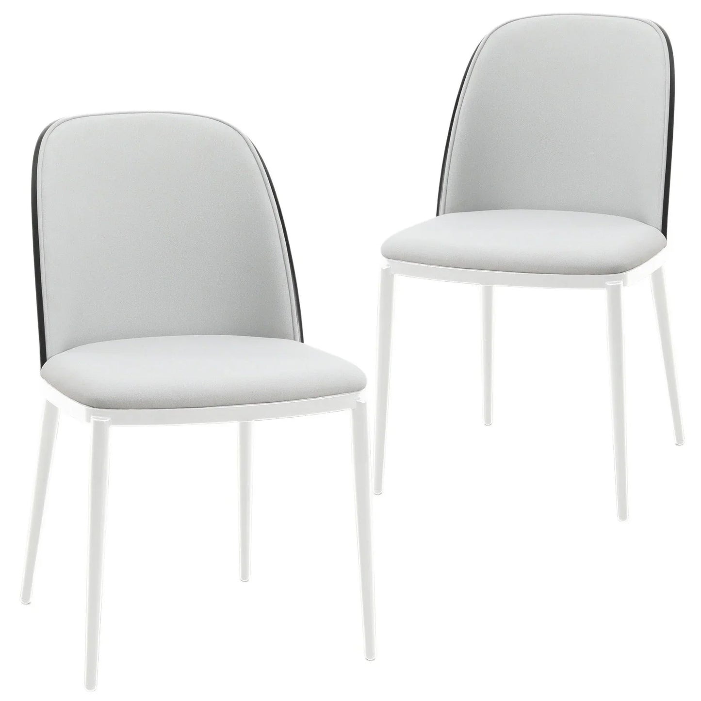 Tule Modern Dining Side Chair with Upholstered Seat and White Powder-Coated Steel Frame, Set of 2 - Elax Furniture