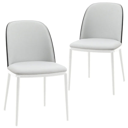 Tule Modern Dining Side Chair with Upholstered Seat and White Powder-Coated Steel Frame, Set of 2 - Elax Furniture