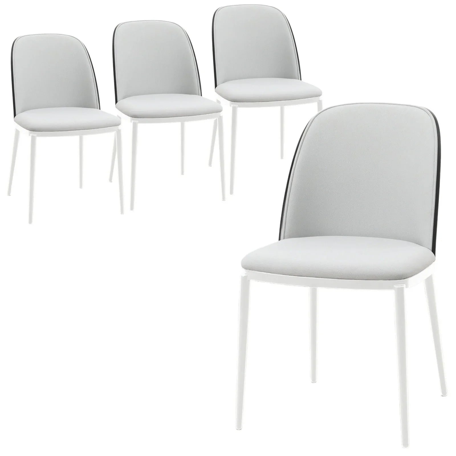 Tule Modern Dining Side Chair with Upholstered Seat and White Powder-Coated Steel Frame, Set of 4 - Elax Furniture