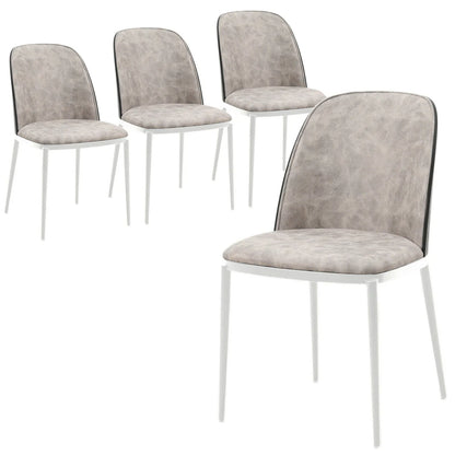 Tule Modern Dining Side Chair with Upholstered Seat and White Powder-Coated Steel Frame, Set of 4 - Elax Furniture