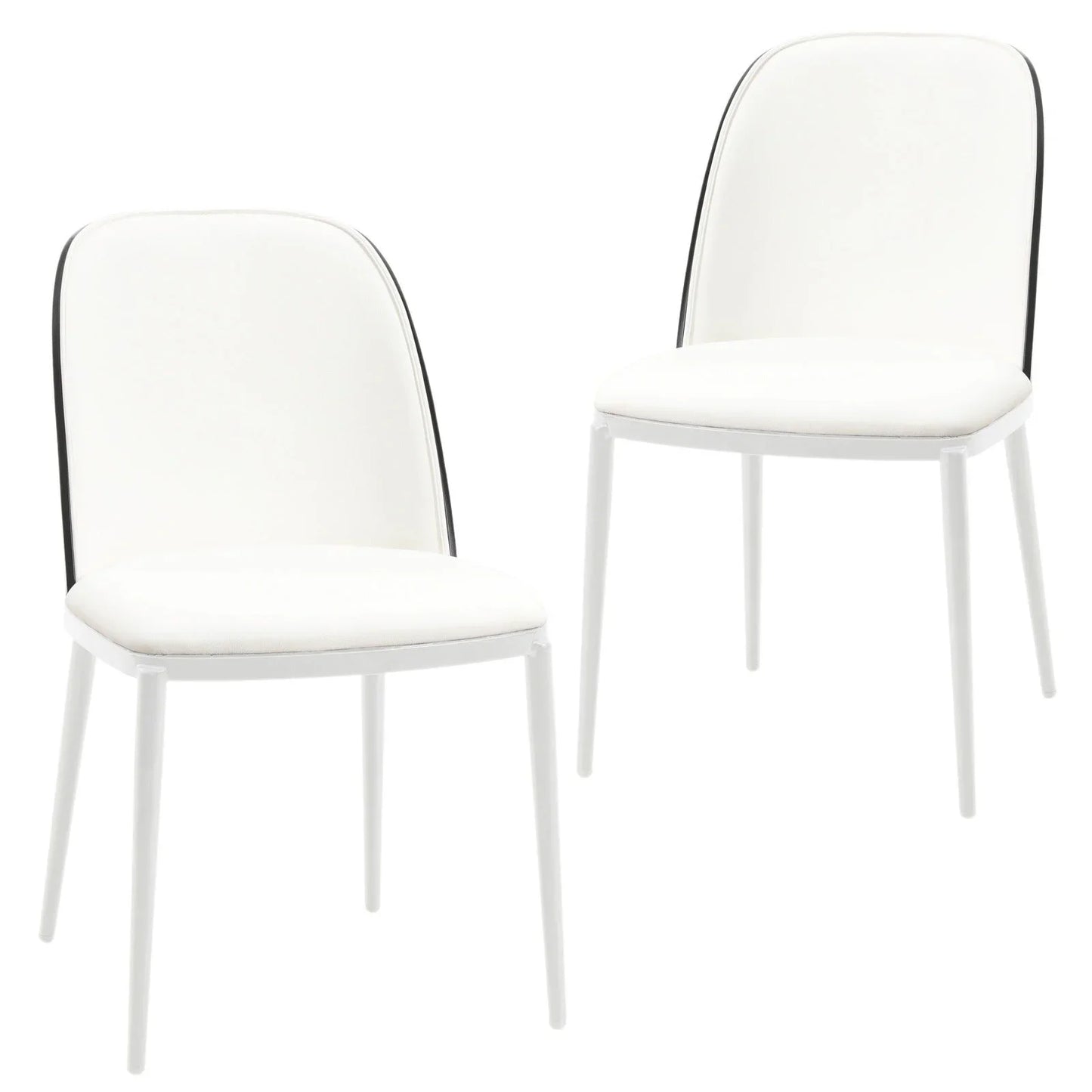 Tule Modern Dining Side Chair with Upholstered Seat and White Powder-Coated Steel Frame, Set of 2 - Elax Furniture