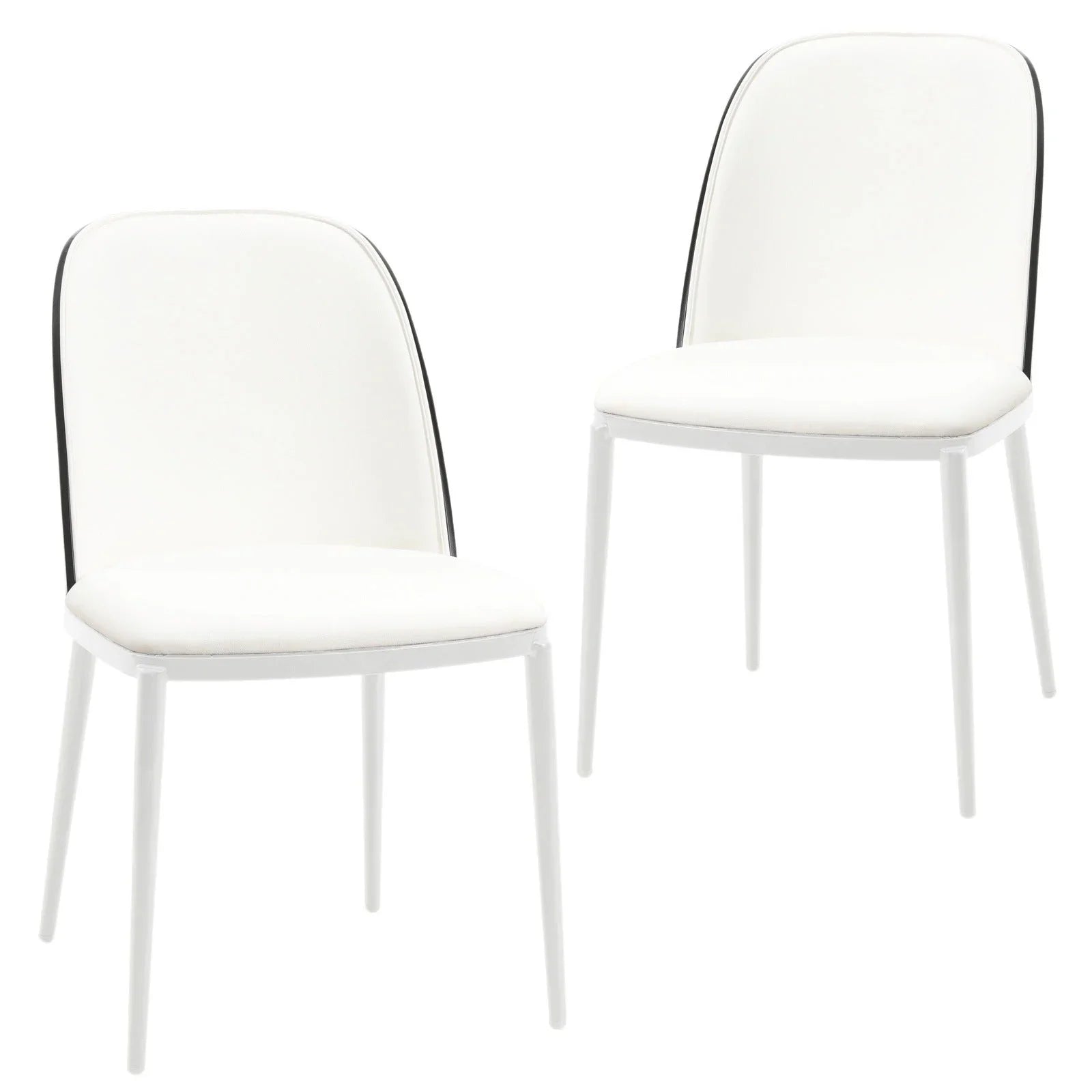 Tule Modern Dining Side Chair with Upholstered Seat and White Powder-Coated Steel Frame, Set of 2 - Elax Furniture