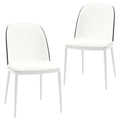 Tule Modern Dining Side Chair with Upholstered Seat and White Powder-Coated Steel Frame, Set of 2 - Elax Furniture