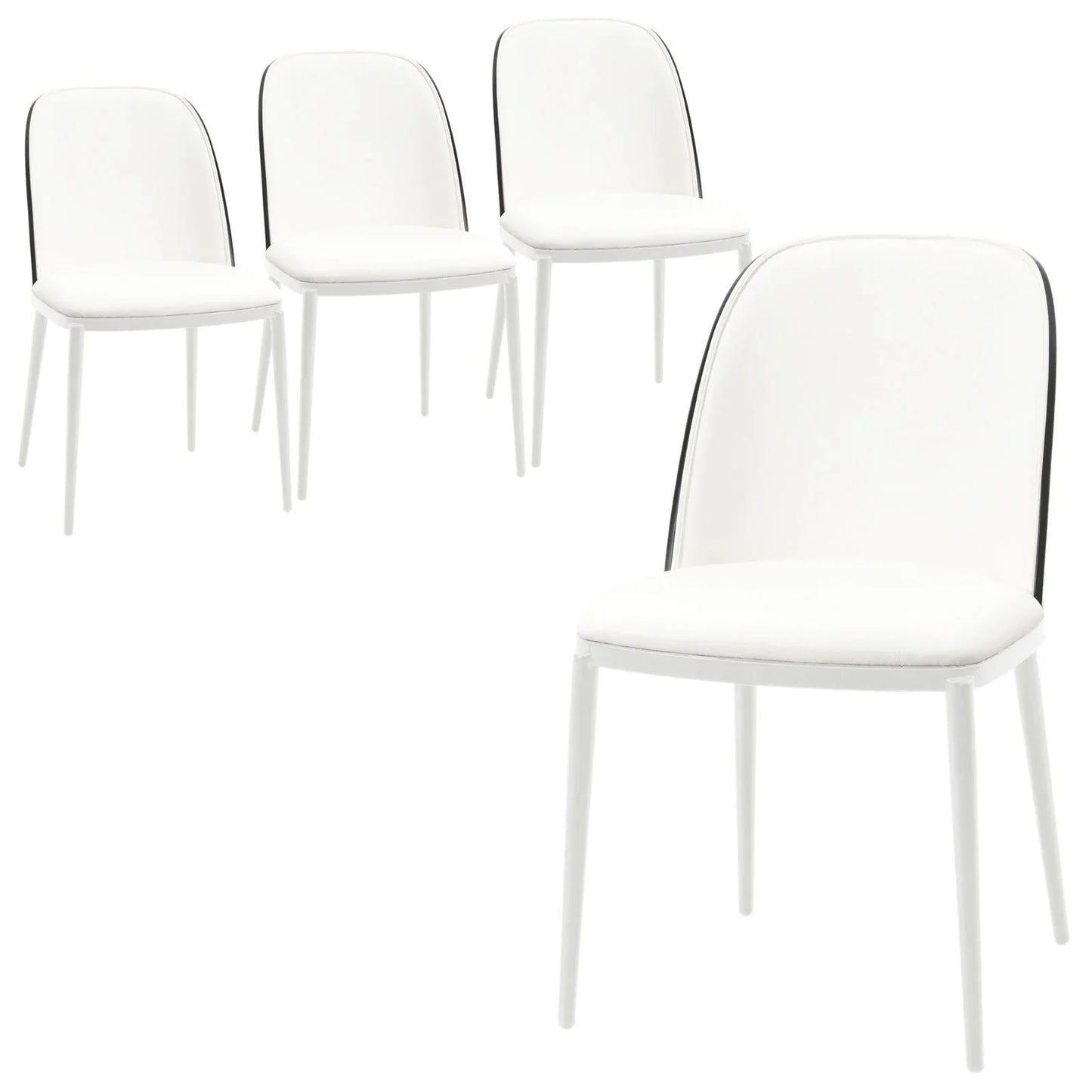 Tule Modern Dining Side Chair with Upholstered Seat and White Powder-Coated Steel Frame, Set of 4 - Elax Furniture