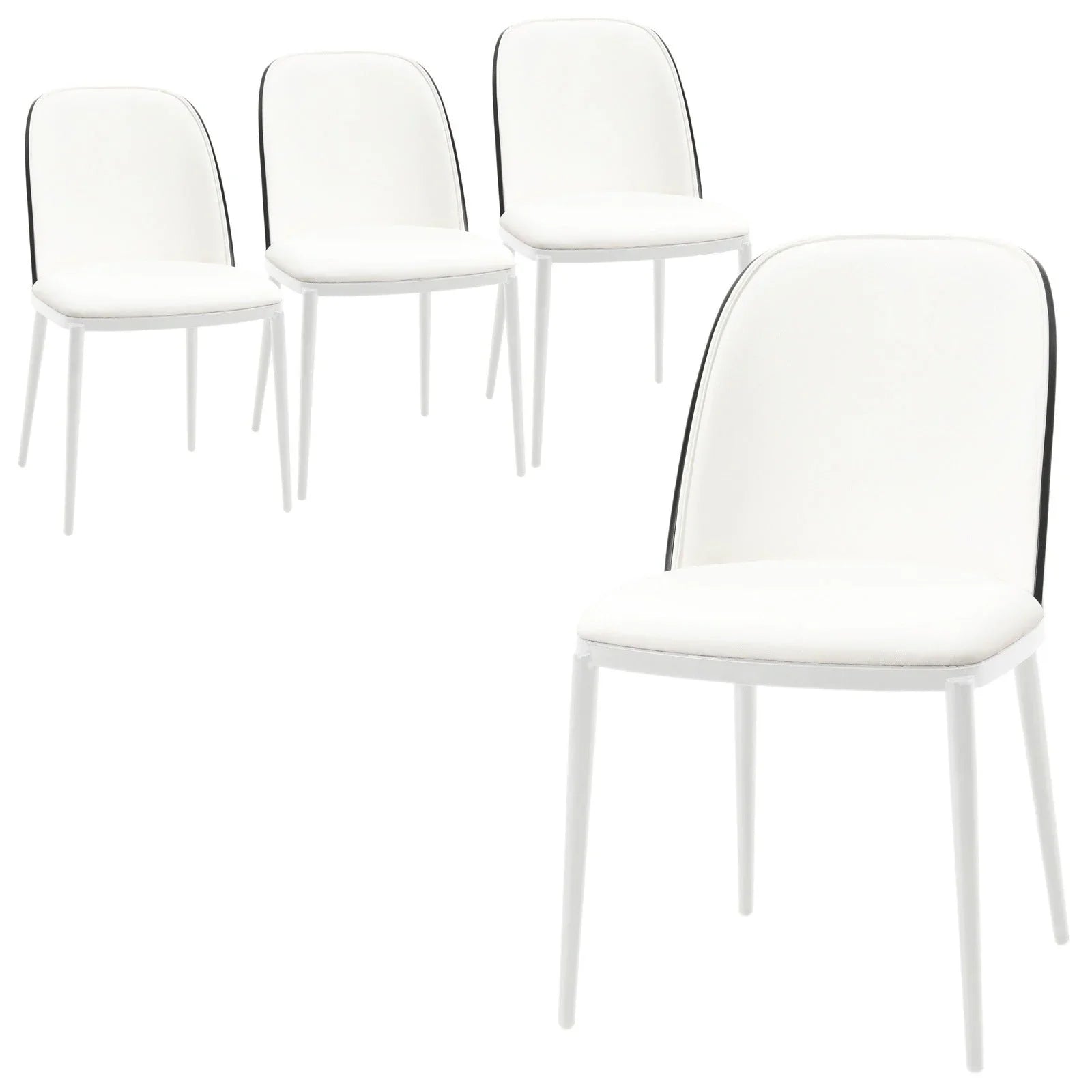Tule Modern Dining Side Chair with Upholstered Seat and White Powder-Coated Steel Frame, Set of 4 - Elax Furniture