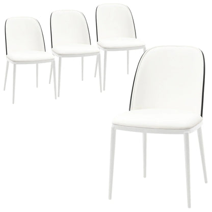 Tule Modern Dining Side Chair with Upholstered Seat and White Powder-Coated Steel Frame, Set of 4 - Elax Furniture